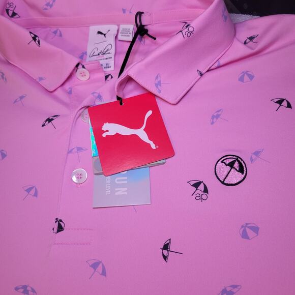 NWT PUMA AP CLOUDSPUN DANCING UMBRELLAS GOLF POLO 539556-01 PINK SZ XL (X-LARGE) - Picture 8 of 8
